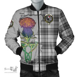 Scottish Glen Tartan Family Crest with Thistle and Scotland Map Tartan Plaid Bomber Jacket Scottish Plaid Tartan Plaid - ScotsTee - scotstee.com