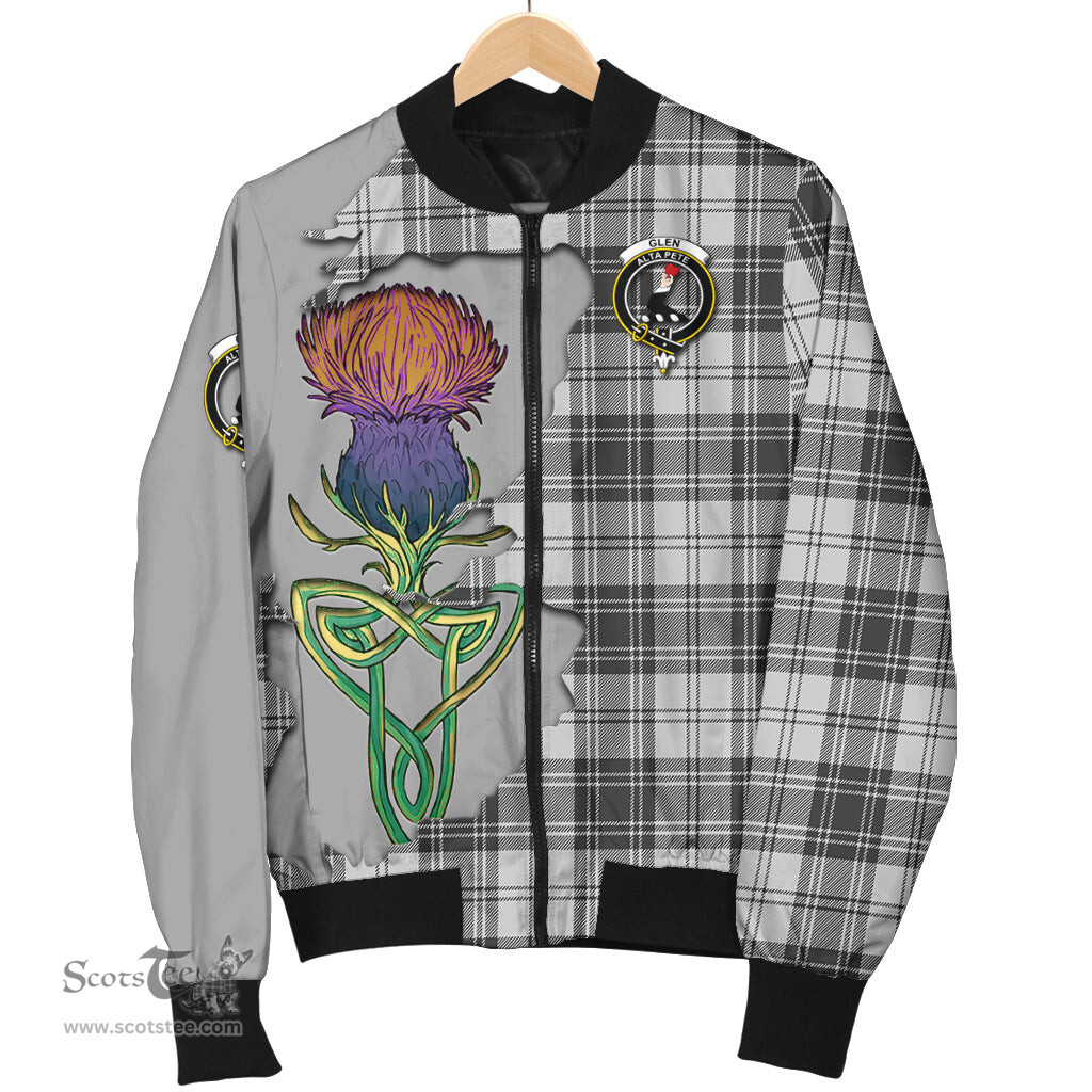 Scottish Glen Tartan Family Crest with Thistle and Scotland Map Tartan Plaid Bomber Jacket Scottish Plaid Tartan Plaid - ScotsTee - scotstee.com