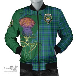 Scottish Douglas Ancient Tartan Family Crest with Thistle and Scotland Map Tartan Plaid Bomber Jacket Scottish Plaid Tartan Plaid - ScotsTee - scotstee.com