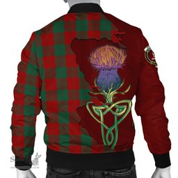 Scottish Erskine Tartan Family Crest with Thistle and Scotland Map Tartan Plaid Bomber Jacket Scottish Plaid Tartan Plaid - ScotsTee - scotstee.com