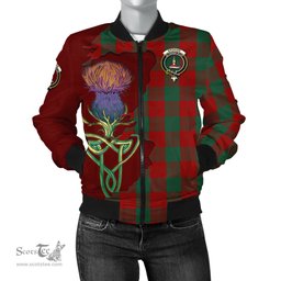Scottish Erskine Tartan Family Crest with Thistle and Scotland Map Tartan Plaid Bomber Jacket Scottish Plaid Tartan Plaid - ScotsTee - scotstee.com