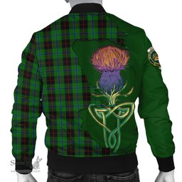 Scottish Douglas Black Tartan Family Crest with Thistle and Scotland Map Tartan Plaid Bomber Jacket Scottish Plaid Tartan Plaid - ScotsTee - scotstee.com