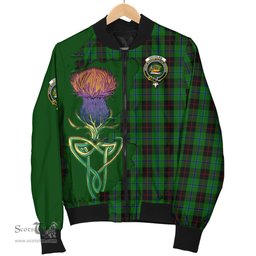 Scottish Douglas Black Tartan Family Crest with Thistle and Scotland Map Tartan Plaid Bomber Jacket Scottish Plaid Tartan Plaid - ScotsTee - scotstee.com