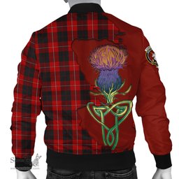 Scottish Cunningham Tartan Family Crest with Thistle and Scotland Map Tartan Plaid Bomber Jacket Scottish Plaid Tartan Plaid - ScotsTee - scotstee.com