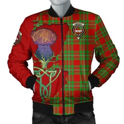 Scottish Grierson Tartan Family Crest with Thistle and Scotland Map Tartan Plaid Bomber Jacket Scottish Plaid Tartan Plaid - ScotsTee - scotstee.com