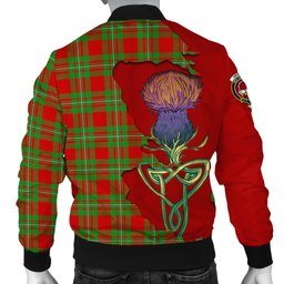 Scottish Grierson Tartan Family Crest with Thistle and Scotland Map Tartan Plaid Bomber Jacket Scottish Plaid Tartan Plaid - ScotsTee - scotstee.com