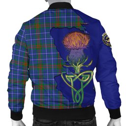 Scottish Edmonstone Tartan Family Crest with Thistle and Scotland Map Tartan Plaid Bomber Jacket Scottish Plaid Tartan Plaid - ScotsTee - scotstee.com