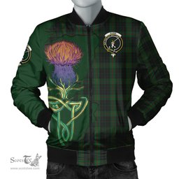 Scottish Gunn Logan Tartan Family Crest with Thistle and Scotland Map Tartan Plaid Bomber Jacket Scottish Plaid Tartan Plaid - ScotsTee - scotstee.com