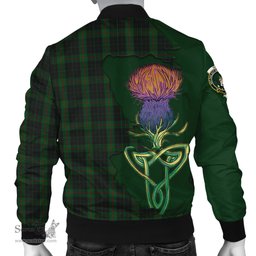 Scottish Gunn Logan Tartan Family Crest with Thistle and Scotland Map Tartan Plaid Bomber Jacket Scottish Plaid Tartan Plaid - ScotsTee - scotstee.com