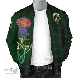 Scottish Gunn Logan Tartan Family Crest with Thistle and Scotland Map Tartan Plaid Bomber Jacket Scottish Plaid Tartan Plaid - ScotsTee - scotstee.com