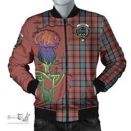 Scottish Hannay Dress Tartan Family Crest with Thistle and Scotland Map Tartan Plaid Bomber Jacket Scottish Plaid Tartan Plaid - ScotsTee - scotstee.com