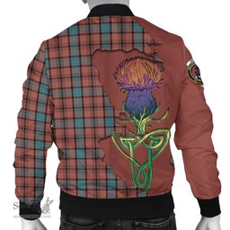 Scottish Hannay Dress Tartan Family Crest with Thistle and Scotland Map Tartan Plaid Bomber Jacket Scottish Plaid Tartan Plaid - ScotsTee - scotstee.com