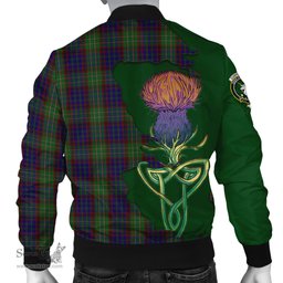 Scottish Cunningham Hunting Tartan Family Crest with Thistle and Scotland Map Tartan Plaid Bomber Jacket Scottish Plaid Tartan Plaid - ScotsTee - scotstee.com