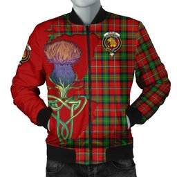 Scottish Fairlie Modern Tartan Family Crest with Thistle and Scotland Map Tartan Plaid Bomber Jacket Scottish Plaid Tartan Plaid - ScotsTee - scotstee.com