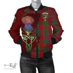 Scottish Drummond Tartan Family Crest with Thistle and Scotland Map Tartan Plaid Bomber Jacket Scottish Plaid Tartan Plaid - ScotsTee - scotstee.com