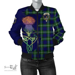 Scottish Forbes Modern Tartan Family Crest with Thistle and Scotland Map Tartan Plaid Bomber Jacket Scottish Plaid Tartan Plaid - ScotsTee - scotstee.com
