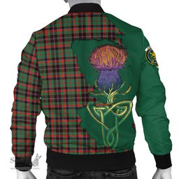 Scottish Cumming Hunting Ancient Tartan Family Crest with Thistle and Scotland Map Tartan Plaid Bomber Jacket Scottish Plaid Tartan Plaid - ScotsTee - scotstee.com