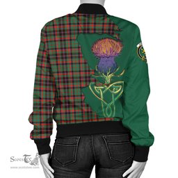 Scottish Cumming Hunting Ancient Tartan Family Crest with Thistle and Scotland Map Tartan Plaid Bomber Jacket Scottish Plaid Tartan Plaid - ScotsTee - scotstee.com