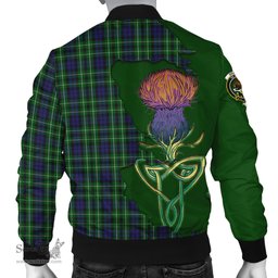 Scottish Graham of Montrose Tartan Family Crest with Thistle and Scotland Map Tartan Plaid Bomber Jacket Scottish Plaid Tartan Plaid - ScotsTee - scotstee.com