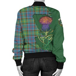 Scottish Colville Tartan Family Crest with Thistle and Scotland Map Tartan Plaid Bomber Jacket Scottish Plaid Tartan Plaid - ScotsTee - scotstee.com