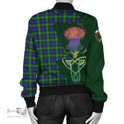 Scottish Gordon Modern Tartan Family Crest with Thistle and Scotland Map Tartan Plaid Bomber Jacket Scottish Plaid Tartan Plaid - ScotsTee - scotstee.com