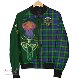 Scottish Gordon Modern Tartan Family Crest with Thistle and Scotland Map Tartan Plaid Bomber Jacket Scottish Plaid Tartan Plaid - ScotsTee - scotstee.com