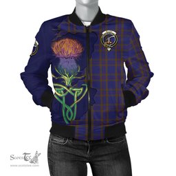 Scottish Elliot Tartan Family Crest with Thistle and Scotland Map Tartan Plaid Bomber Jacket Scottish Plaid Tartan Plaid - ScotsTee - scotstee.com