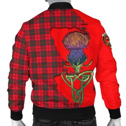 Scottish Drummond Modern Tartan Family Crest with Thistle and Scotland Map Tartan Plaid Bomber Jacket Scottish Plaid Tartan Plaid - ScotsTee - scotstee.com