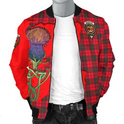 Scottish Drummond Modern Tartan Family Crest with Thistle and Scotland Map Tartan Plaid Bomber Jacket Scottish Plaid Tartan Plaid - ScotsTee - scotstee.com