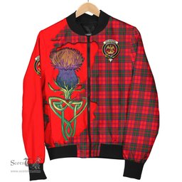 Scottish Drummond Modern Tartan Family Crest with Thistle and Scotland Map Tartan Plaid Bomber Jacket Scottish Plaid Tartan Plaid - ScotsTee - scotstee.com