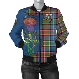 Scottish Glass Tartan Family Crest with Thistle and Scotland Map Tartan Plaid Bomber Jacket Scottish Plaid Tartan Plaid - ScotsTee - scotstee.com