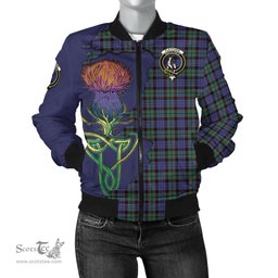 Scottish Fletcher Modern Tartan Family Crest with Thistle and Scotland Map Tartan Plaid Bomber Jacket Scottish Plaid Tartan Plaid - ScotsTee - scotstee.com