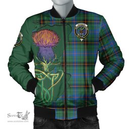 Scottish Davidson Ancient Tartan Family Crest with Thistle and Scotland Map Tartan Plaid Bomber Jacket Scottish Plaid Tartan Plaid - ScotsTee - scotstee.com