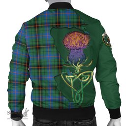 Scottish Davidson Ancient Tartan Family Crest with Thistle and Scotland Map Tartan Plaid Bomber Jacket Scottish Plaid Tartan Plaid - ScotsTee - scotstee.com