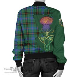 Scottish Davidson Ancient Tartan Family Crest with Thistle and Scotland Map Tartan Plaid Bomber Jacket Scottish Plaid Tartan Plaid - ScotsTee - scotstee.com