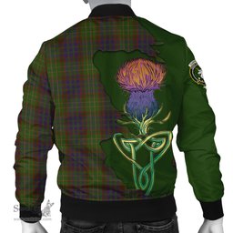 Scottish Cunningham Hunting Modern Tartan Family Crest with Thistle and Scotland Map Tartan Plaid Bomber Jacket Scottish Plaid Tartan Plaid - ScotsTee - scotstee.com
