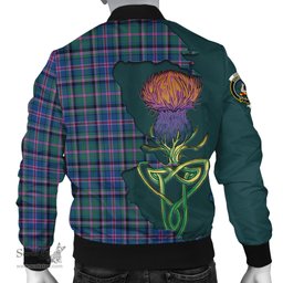 Scottish Cooper Tartan Family Crest with Thistle and Scotland Map Tartan Plaid Bomber Jacket Scottish Plaid Tartan Plaid - ScotsTee - scotstee.com