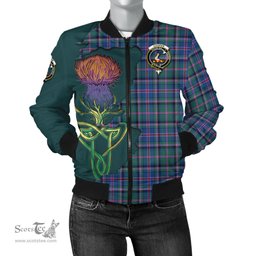 Scottish Cooper Tartan Family Crest with Thistle and Scotland Map Tartan Plaid Bomber Jacket Scottish Plaid Tartan Plaid - ScotsTee - scotstee.com