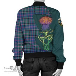 Scottish Cooper Tartan Family Crest with Thistle and Scotland Map Tartan Plaid Bomber Jacket Scottish Plaid Tartan Plaid - ScotsTee - scotstee.com