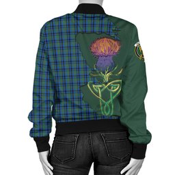 Scottish Falconer Tartan Family Crest with Thistle and Scotland Map Tartan Plaid Bomber Jacket Scottish Plaid Tartan Plaid - ScotsTee - scotstee.com