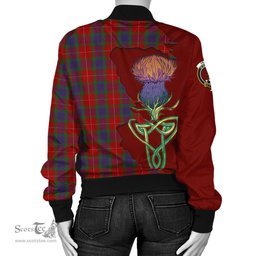 Scottish Fraser Tartan Family Crest with Thistle and Scotland Map Tartan Plaid Bomber Jacket Scottish Plaid Tartan Plaid - ScotsTee - scotstee.com