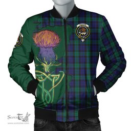 Scottish Graham of Menteith Tartan Family Crest with Thistle and Scotland Map Tartan Plaid Bomber Jacket Scottish Plaid Tartan Plaid - ScotsTee - scotstee.com