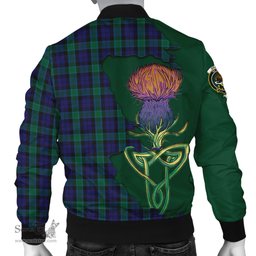 Scottish Graham of Menteith Tartan Family Crest with Thistle and Scotland Map Tartan Plaid Bomber Jacket Scottish Plaid Tartan Plaid - ScotsTee - scotstee.com
