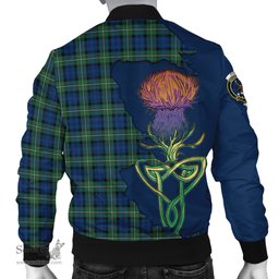Scottish Forbes Ancient Tartan Family Crest with Thistle and Scotland Map Tartan Plaid Bomber Jacket Scottish Plaid Tartan Plaid - ScotsTee - scotstee.com