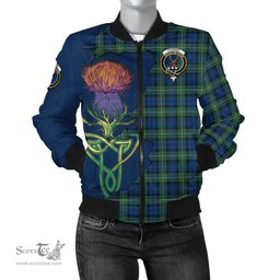 Scottish Forbes Ancient Tartan Family Crest with Thistle and Scotland Map Tartan Plaid Bomber Jacket Scottish Plaid Tartan Plaid - ScotsTee - scotstee.com