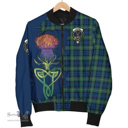 Scottish Forbes Ancient Tartan Family Crest with Thistle and Scotland Map Tartan Plaid Bomber Jacket Scottish Plaid Tartan Plaid - ScotsTee - scotstee.com