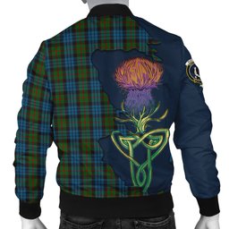Scottish Fletcher of Dunans Tartan Family Crest with Thistle and Scotland Map Tartan Plaid Bomber Jacket Scottish Plaid Tartan Plaid - ScotsTee - scotstee.com