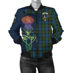 Scottish Fletcher of Dunans Tartan Family Crest with Thistle and Scotland Map Tartan Plaid Bomber Jacket Scottish Plaid Tartan Plaid - ScotsTee - scotstee.com