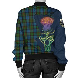 Scottish Fletcher of Dunans Tartan Family Crest with Thistle and Scotland Map Tartan Plaid Bomber Jacket Scottish Plaid Tartan Plaid - ScotsTee - scotstee.com