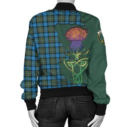 Scottish Fergusson Ancient Tartan Family Crest with Thistle and Scotland Map Tartan Plaid Bomber Jacket Scottish Plaid Tartan Plaid - ScotsTee - scotstee.com